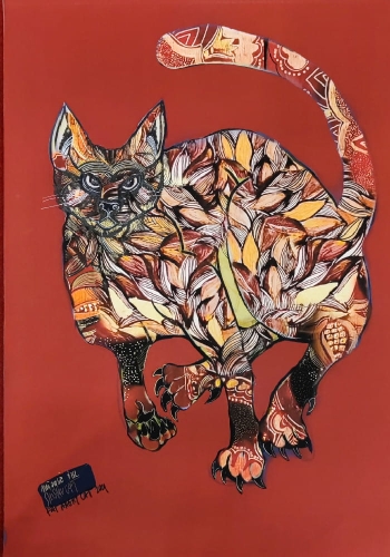 Fat Angry Shishu Cat, 50x70 cm, plakat zdobiony.jpg