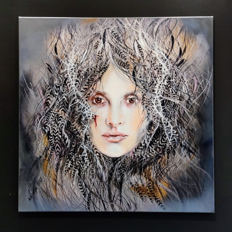 Rita, 90x90 cm, technika mieszana, black wall.jpg