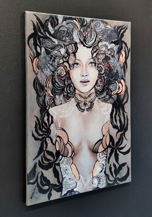 Madame Hashimoto, 60x90 cm, giclee, black wall, left side.jpg