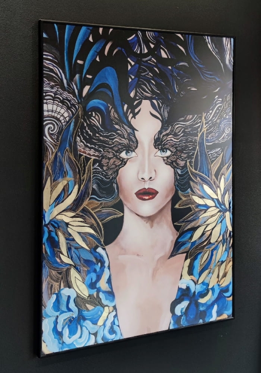 Goldiva Szafiro II, plakat zdobiony 70x100 cm, rama black, left side.jpg