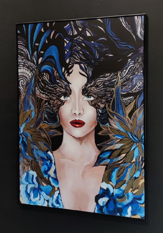Goldiva Szafiro II, plakat zdobiony 70x100 cm, rama black, right side.jpg