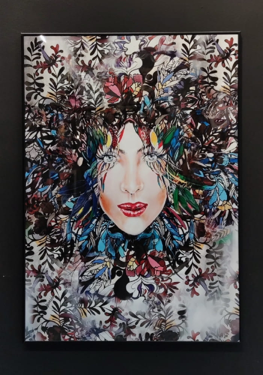 Blue Velvet 50x70, rama alu black 50x70 cm, black wall.jpg