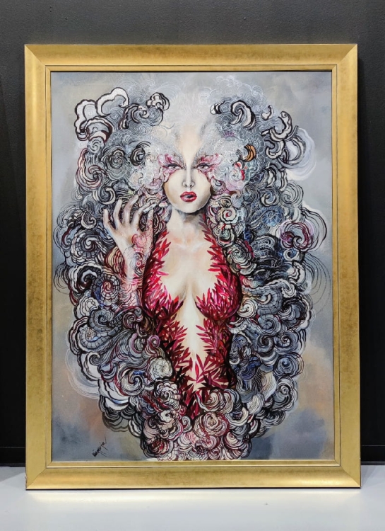 Pet-Carmen, 80x110 cm, akryl na płótnie, w złotej ramie, Maggie Piu.jpg