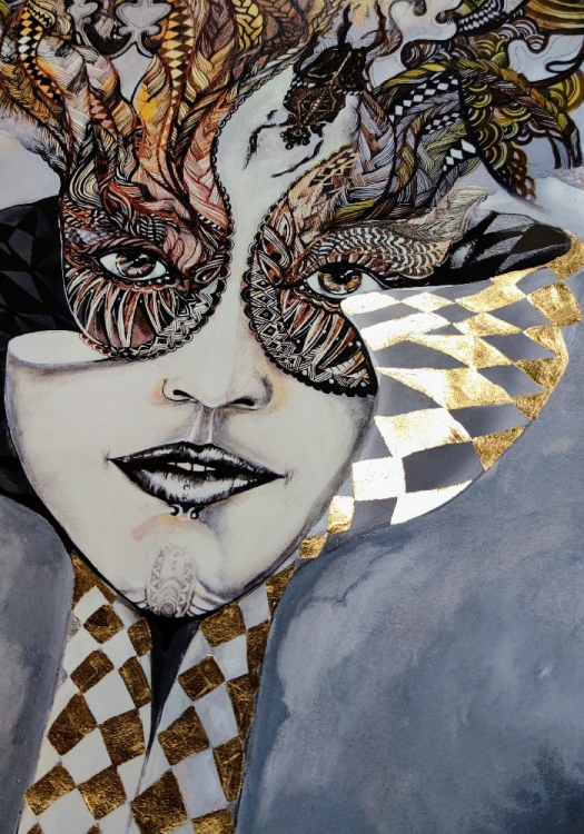 Królowa Margot Gold, plakat zdobiony, 70x100 cm, perspektywa 3.jpg