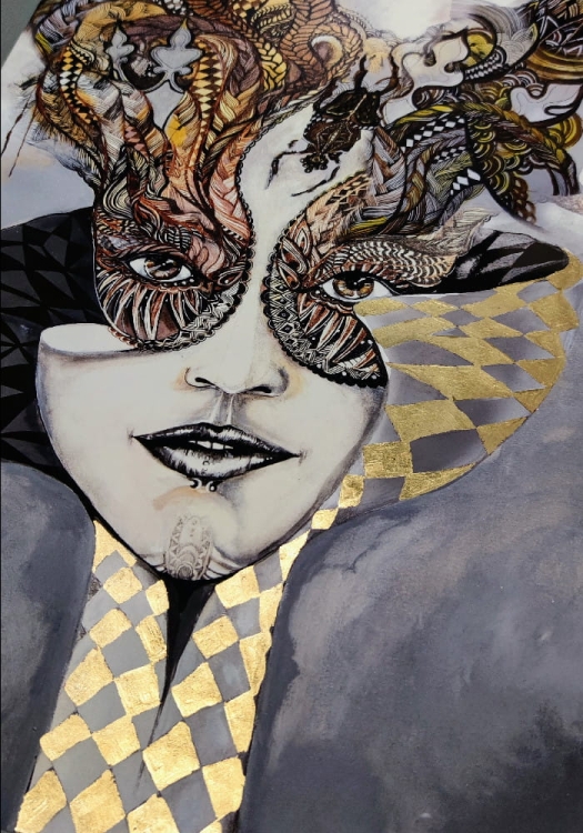 Królowa Margot Gold, plakat zdobiony, 70x100 cm, perspektywa 2.jpg