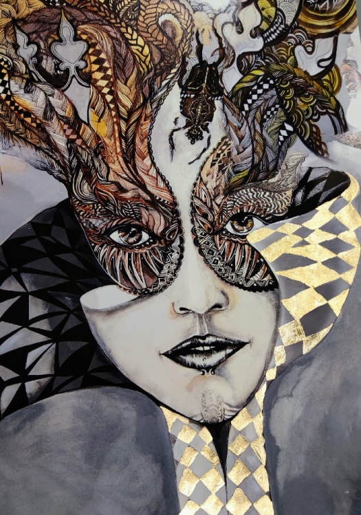 Królowa Margot Gold, plakat zdobiony, 50x70 cm, perspektywa 1.jpg