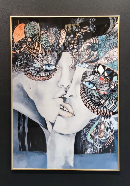 Mistrz i Małgorzata 70x100, rama alu gold 70x100 cm, połysk, black wall.jpg