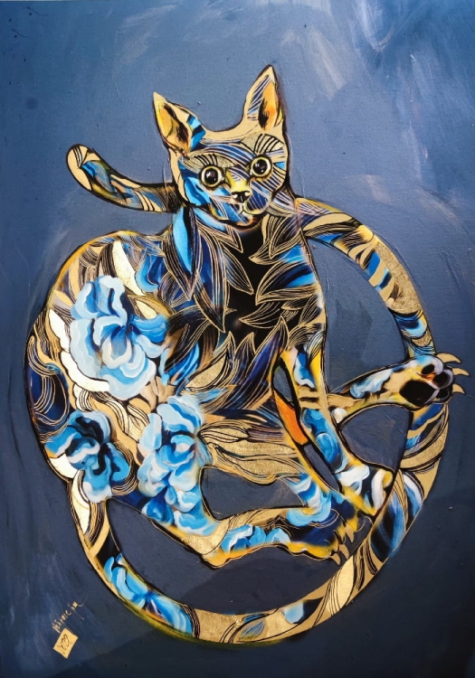 Blue Cat Pro, plakat zdobiony 50x70 cm, v2.jpg