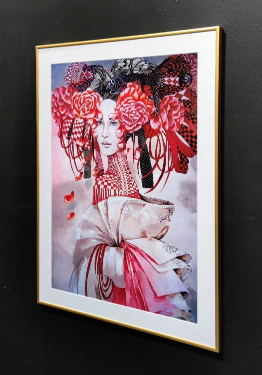 Madame Butterfly Silver, plakat zdobiony, 50x70 cm, rama gold 60x80 cm, biale p-p, right side.jpg