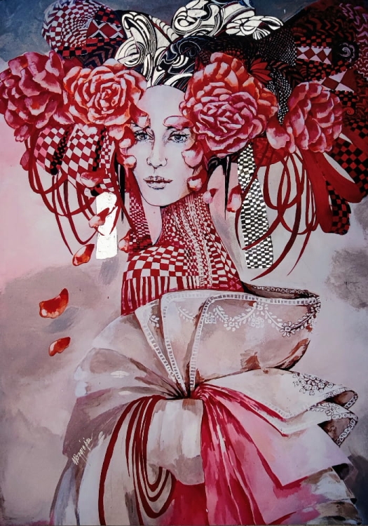 Madame Butterfly Silver 2, plakat zdobiony, 50x70 cm.jpg
