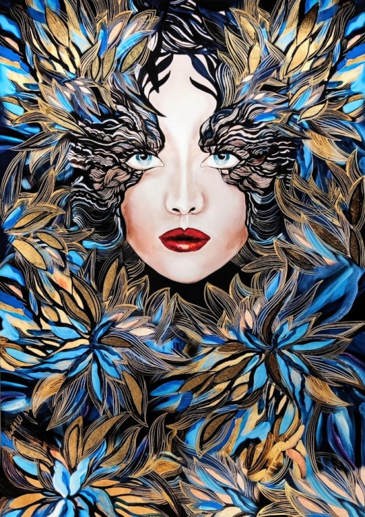 Goldiva Szafiro PRO, zdobiony plakat 70x100 cm, oświetlenie małe, Maggie Piu.jpg