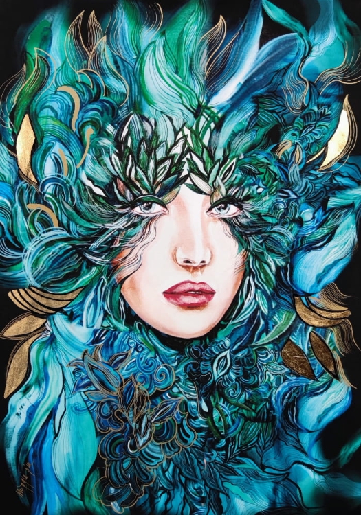 Malachitowa Medusa Mayo ZDOBIONA, 70x100 cm, v.2, Maggie Piu.jpg