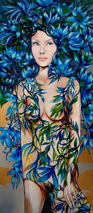 obraz Maggie Piu, Niebieska, 70x150 cm, oryginał.jpg