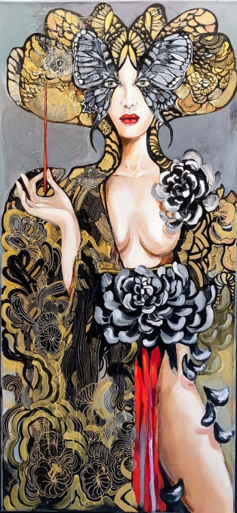 Kaminoboro, 70x150 cm, akryl na płótnie, obraz Maggie Piu, ver.2022.jpg