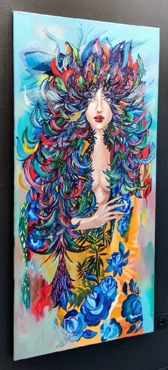 Lady Kaczka, 80x175 cm, akryl na płótnie, obraz Maggie Piu, ver.2022, left side.jpg