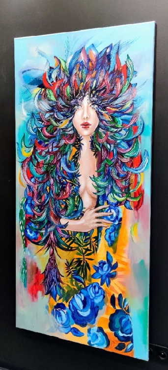 Lady Kaczka, 80x175 cm, akryl na płótnie, obraz Maggie Piu, ver.2022, right side.jpg