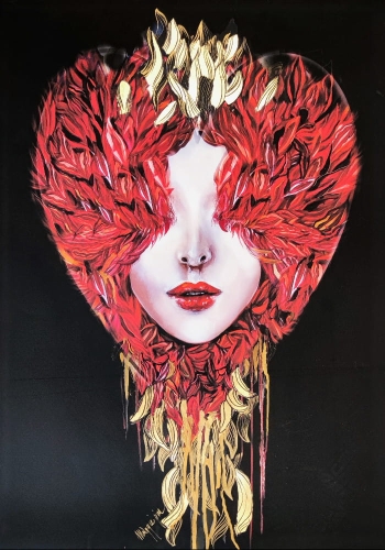 Medusa Miłość jest ślepa, plakat zdobiony przez Maggie Piu, 50x70 cm.jpg
