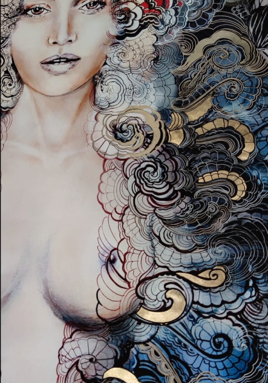 Carmen Freewolna Silver, plakat zdobiony 70x100 cm, Maggie Piu; detal 2.jpg