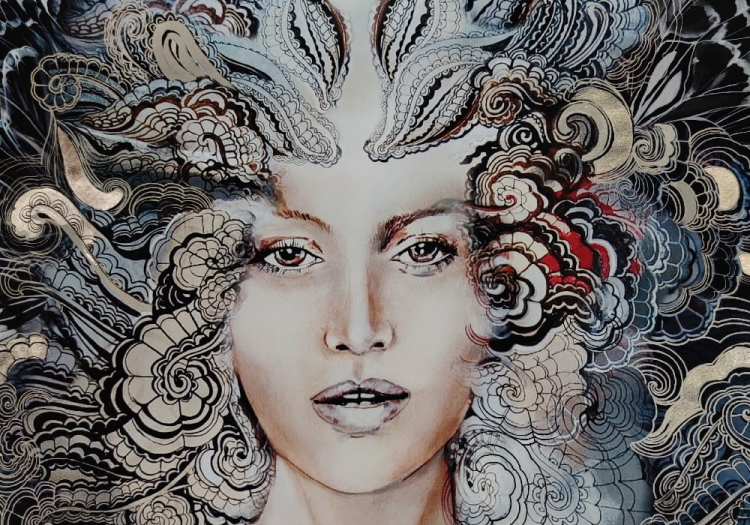 Carmen Freewolna Silver, plakat zdobiony 70x100 cm, Maggie Piu; detal 3.jpg