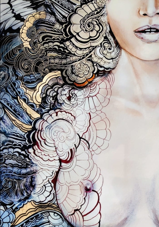 Carmen Freewolna Silver, plakat zdobiony 70x100 cm, Maggie Piu; detal 4.jpg