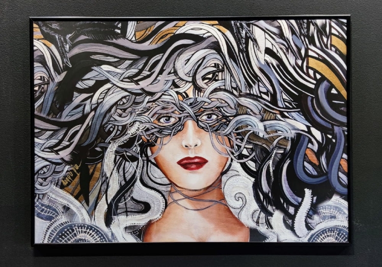 Kruki Balmaina, 70x50 cm, rama alu black, black wall.jpg