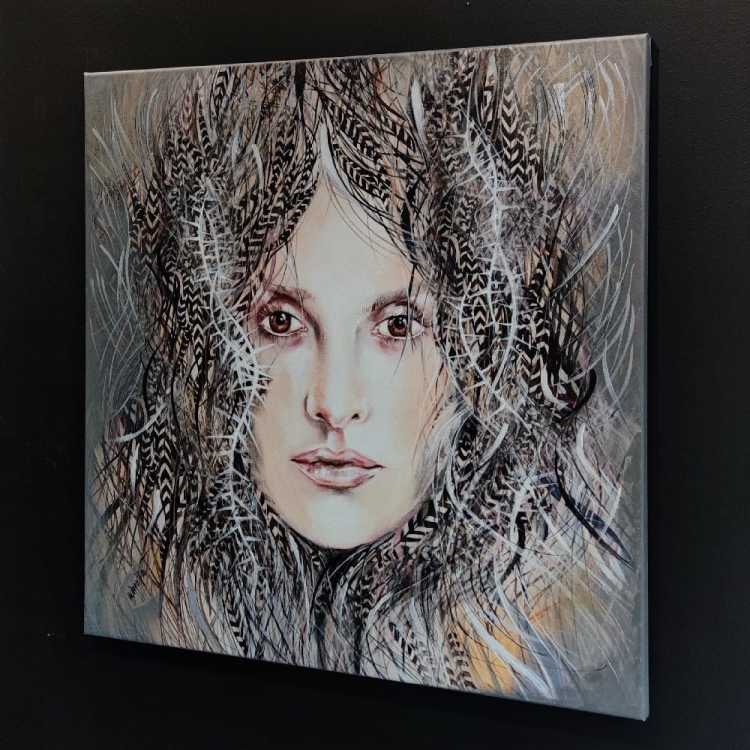 Ave Rita, 80x80 cm, giclee, Maggie Piu, black wall, right side.jpg