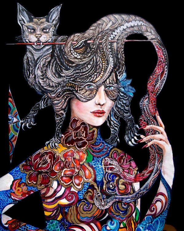 plakat Maggie Piu, Dwa węże walczą...ale głowa należy do kota, 40x50 cm.jpg
