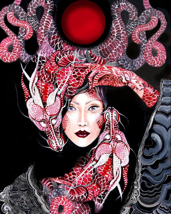 plakat Maggie Piu, Dwa Smoki, 40x50 cm.jpg