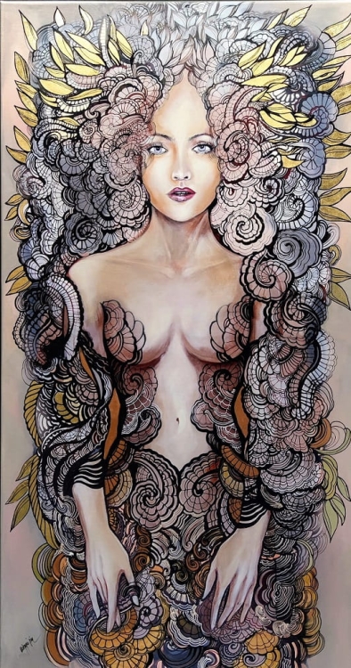 Freewolna Siostra Carmen Gold, 80x150 cm, technika mieszana, Maggie Piu.jpg