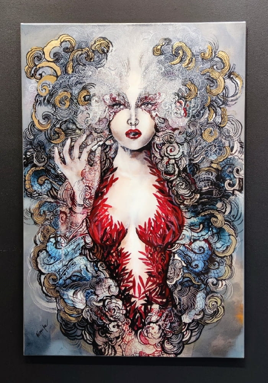 Pet-Carmen Gold, 80x110 cm, giclee technika mieszana, Maggie Piu, black wall.jpg