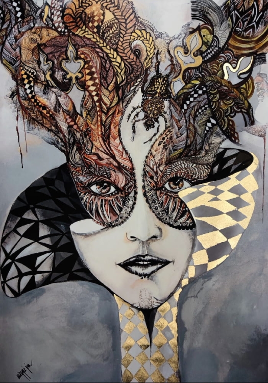 Królowa Margot Gold zdobiona 50x70, v2.jpg