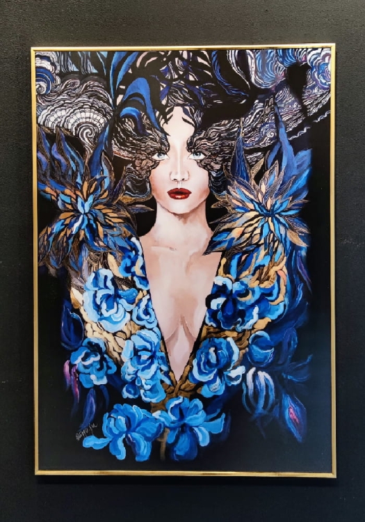 Goldiva Szafiro 70x100, rama alu gold 70x100 cm, antyreflex, black wall.jpg