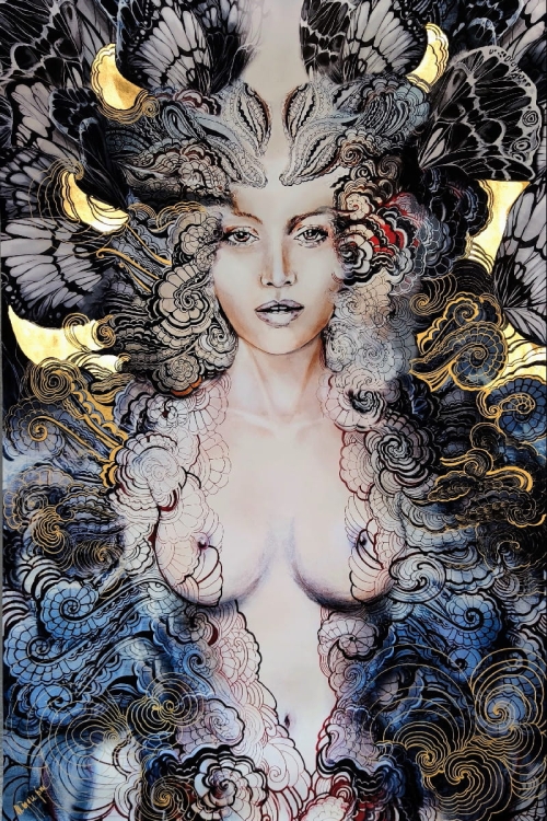 Carmen Freewolna gold, 80x120 cm, plakat zdobiony przez Maggie Piu.jpg