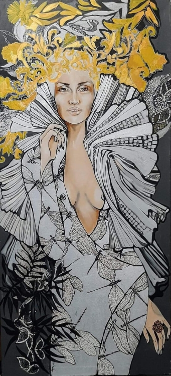 obraz Maggie Piu, Lady Ważka i Giani, 70x150 cm, oryginał.jpg
