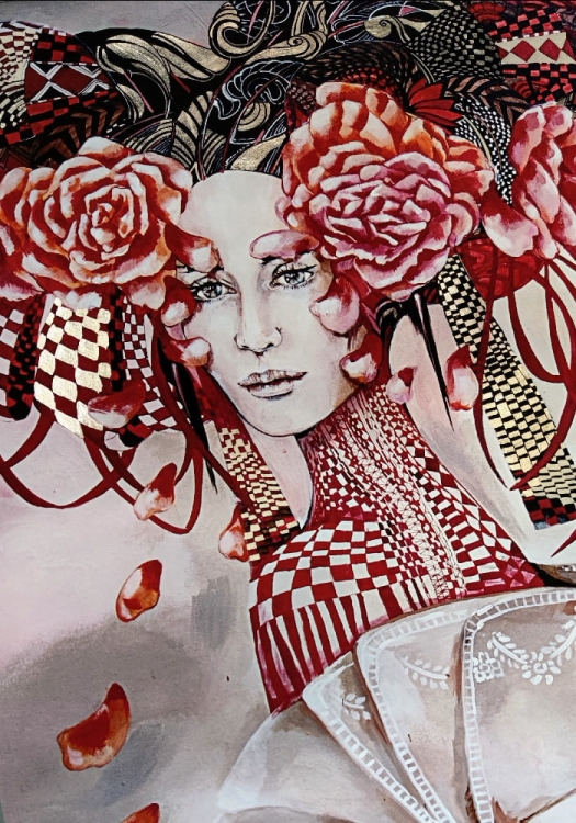 Madame Butterfly Silver, plakat zdobiony, 70x100 cm, detal 1.jpg