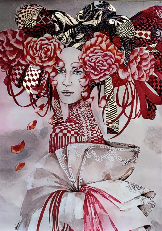 Madame Butterfly Silver, plakat zdobiony, 70x100 cm.jpg