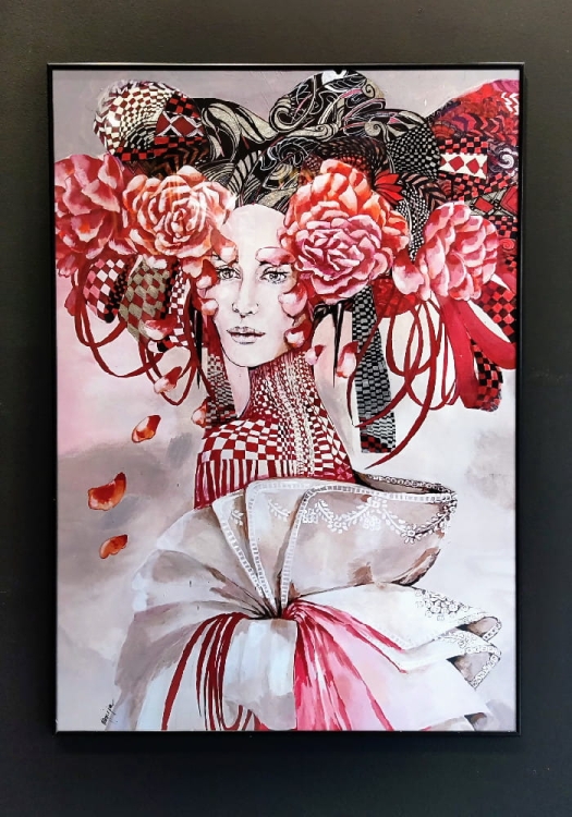 Madame Butterfly Silver, plakat zdobiony, 70x100 cm, black frame.jpg