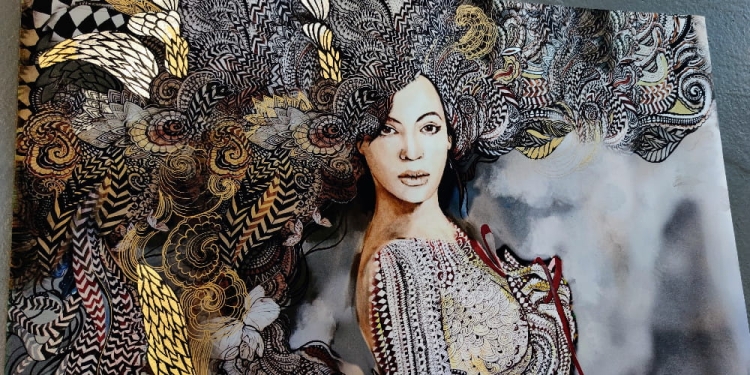 Madame Butterfly Grey ZDOBIONA 70x50 cm, perspektywa 1.jpg