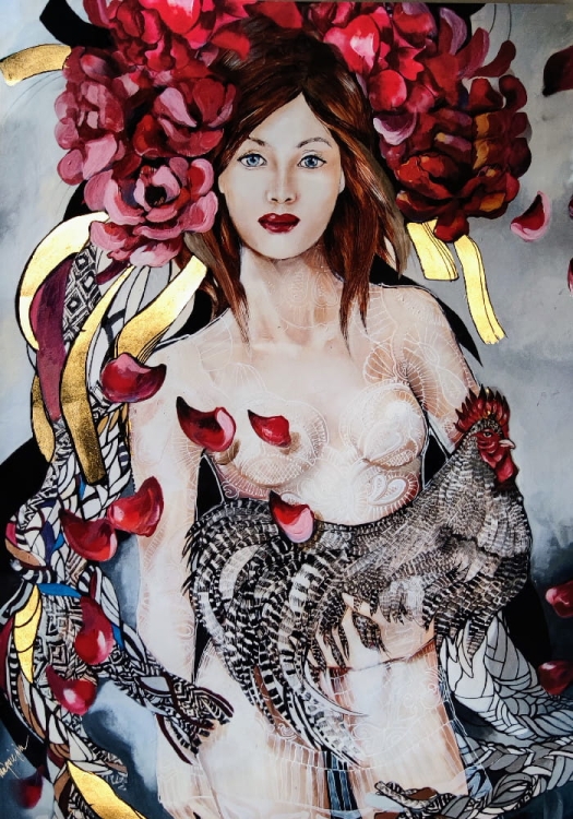 Miała Baba Koguta, plakat zdobiony, 70x100 cm.jpg