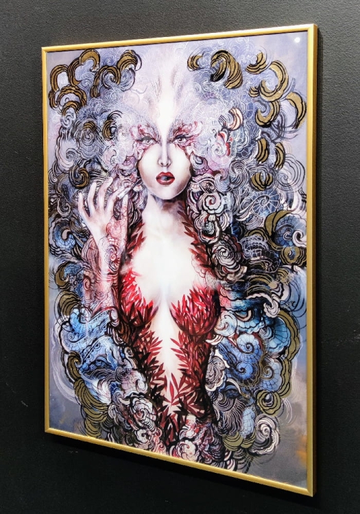 Pet-Carmen Gold, plakat zdobiony, 50x70 cm, rama złota, black wall, right side, Maggie Piu.jpg