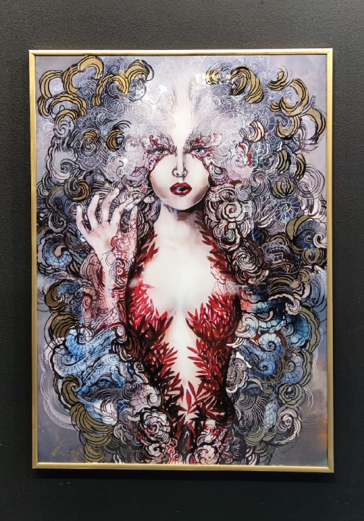 Pet-Carmen Gold, plakat zdobiony, 50x70 cm, rama złota, black wall, Maggie Piu.jpg