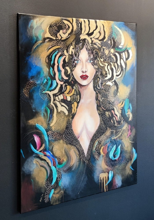 Goldiva Tokage, 80x110 cm, giclee, Maggie Piu, 2022.03, black wall, left side.jpg