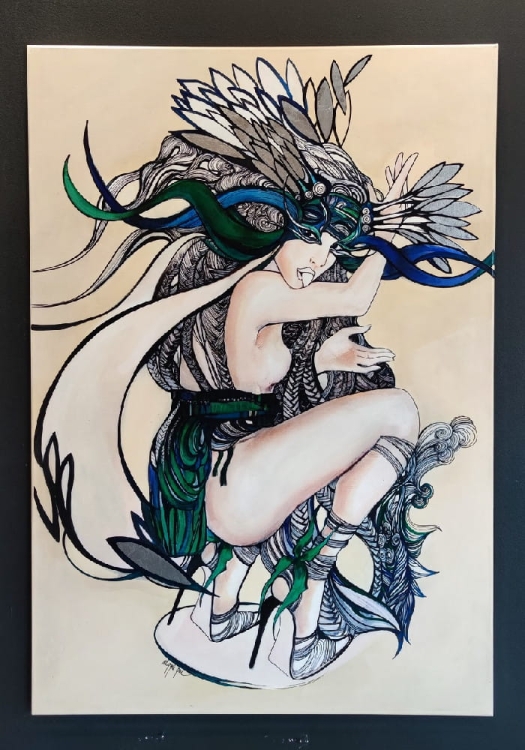 Smutna Kochanka, 90x130, technika mieszana, Maggie Piu, black wall.jpg