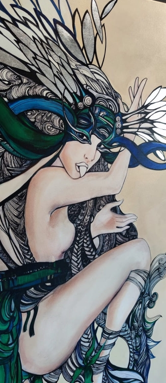 Smutna Kochanka, 90x130, technika mieszana, Maggie Piu, perspektywa i detal 1.jpg