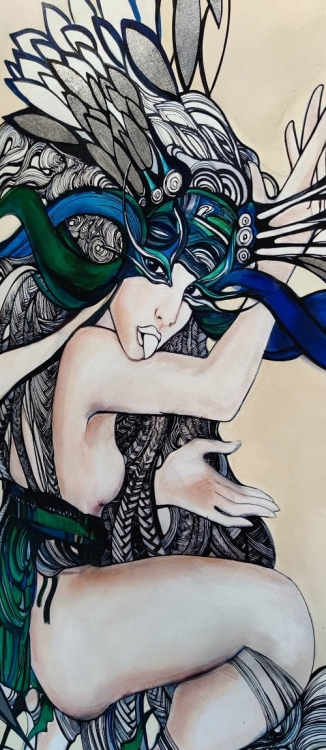 Smutna Kochanka, 90x130, technika mieszana, Maggie Piu, perspektywa i detal 2.jpg