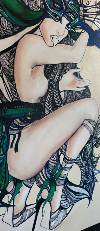 Smutna Kochanka, 90x130, technika mieszana, Maggie Piu, perspektywa i detal 3.jpg