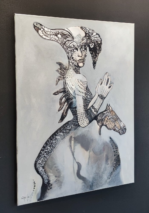 Anja, 80x110, technika mieszana, Maggie Piu, white frame, left side.jpg