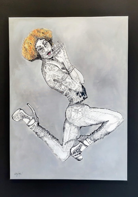 Fashion Games I, 80x110, technika mieszana, Maggie Piu, black wall.jpg