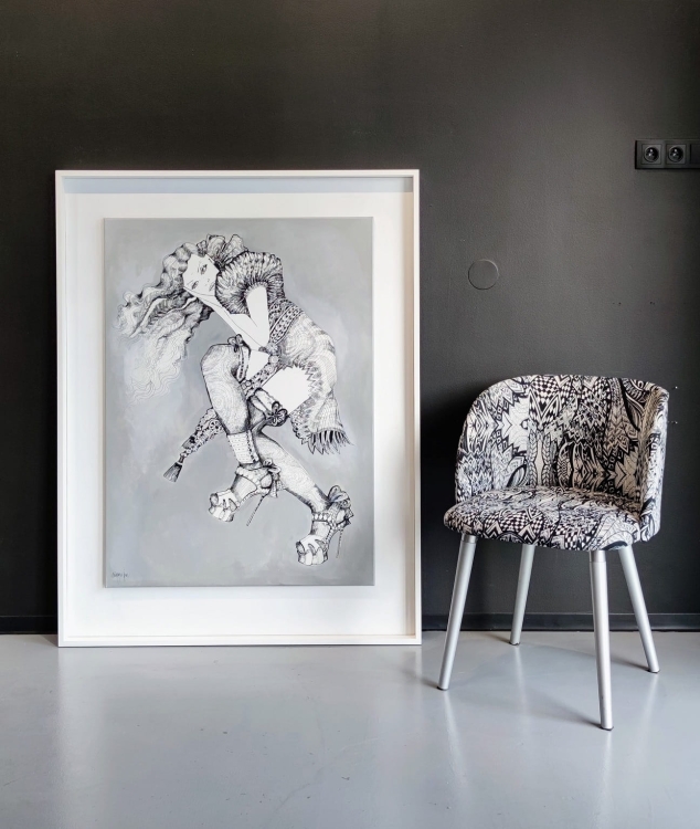 Fashion Games II, 80x110 framed & chair Alex.jpg