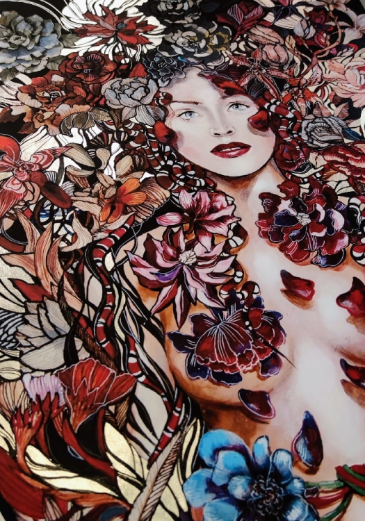 Snejki Gucia Silver, plakat zdobiony, 70x100 cm, Maggie Piu, perspektywa 2.jpg